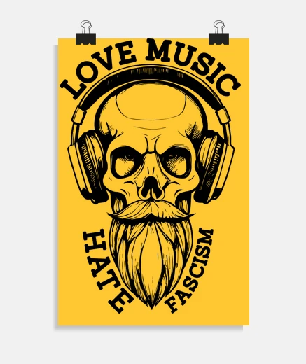 Poster J39aime la musique je déteste le fascis