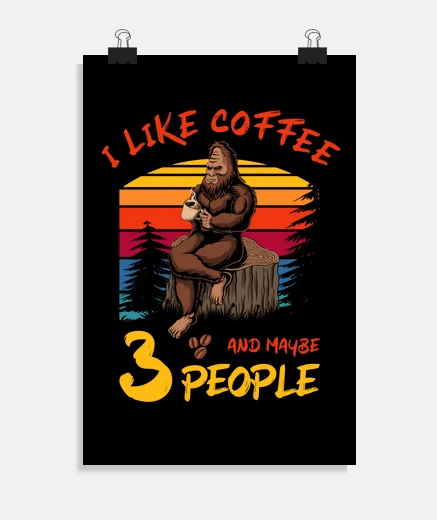 Poster j39aime le café et peut-être 3 personne