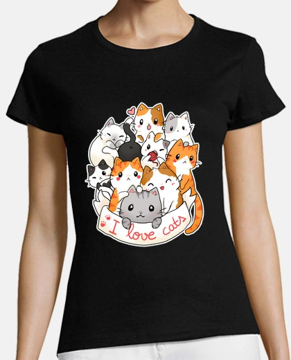 Tee-shirt j'aime les chats - t-shirt chibi mignon