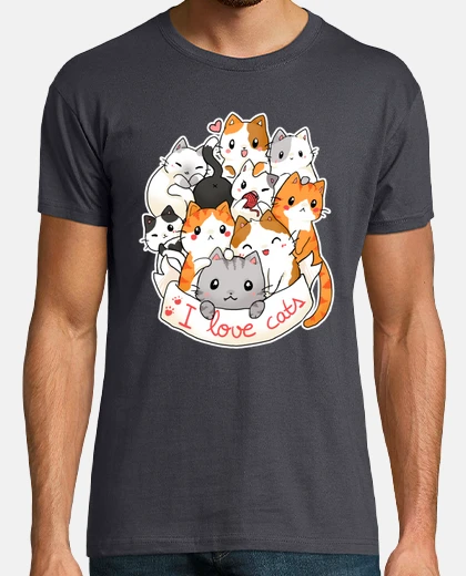 Tee-shirt j'aime les chats - t-shirt chibi mignon