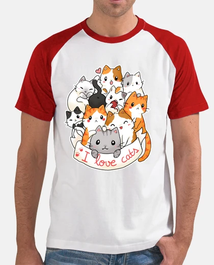 Tee-shirt j'aime les chats - t-shirt chibi mignon