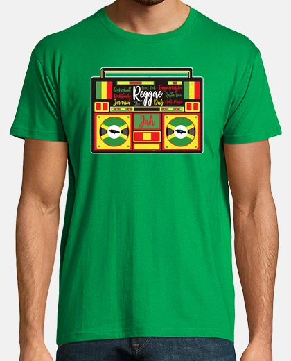 T-shirt jamaica reggae boombox vintage vintage nastro vinile radici rasta