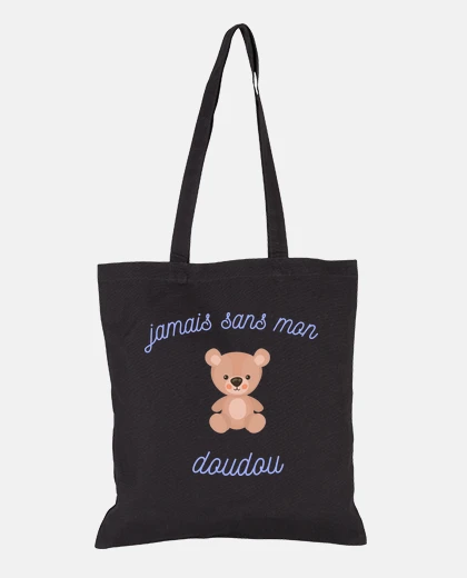 Sac jamais sans mon doudou , nounours ,sac affaires de bébé ,