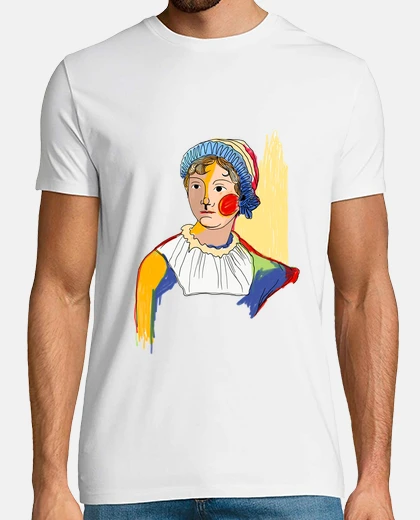 Camiseta Jane Austen by Aitana Perez / Hombre, manga corta, blanco, calidad extra
