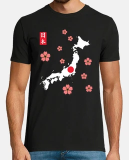 japan map design sakura flowers