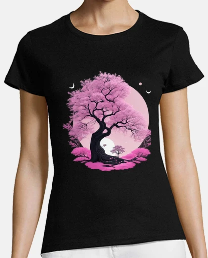 T-shirt japanese cherry tree - pink - moon
