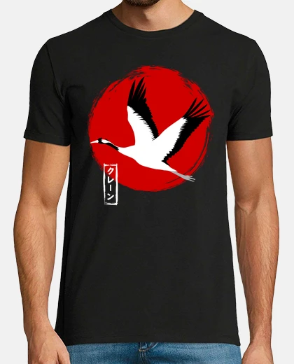 T-shirt japanese crane flying