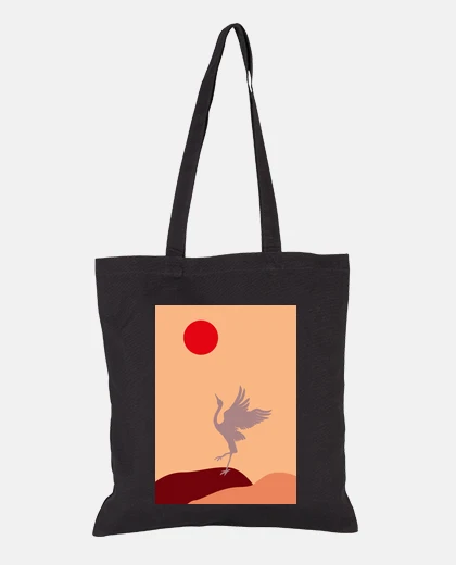 Bag japanese design sun crane from japan, tote bag