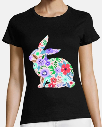 Playera Japanese fabric style flower rabbit