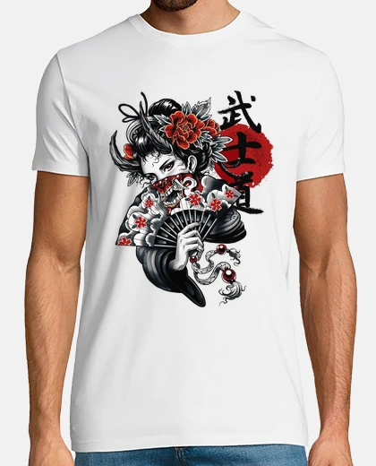 T-shirt japanese geisha samurai