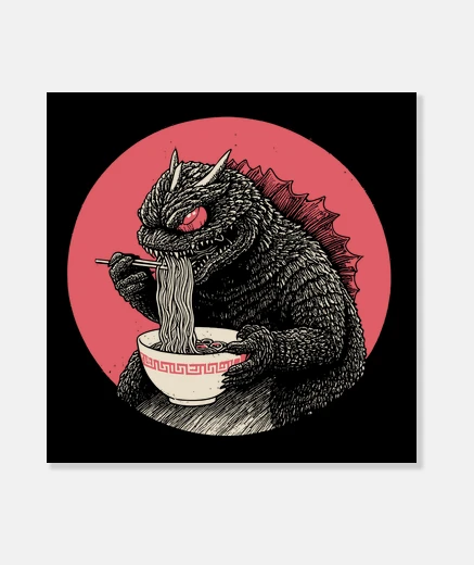 Wall Japanese kaiju monster eating ramen