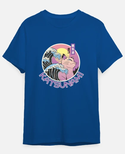 Japanese Katsunami Cats Waves Pun