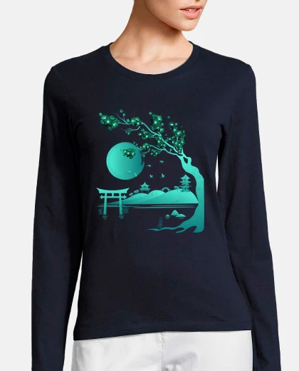 T-shirt japanese landscape green blue
