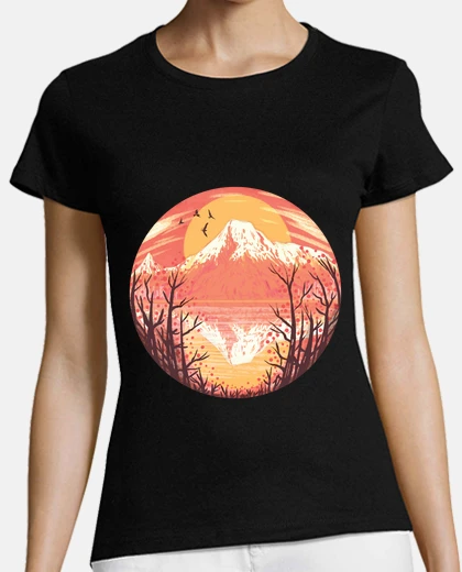 T-shirt japanese landscape, sacred mountain, katana