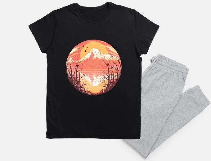Pyjama japanese landscape, sacred mountain, nightie