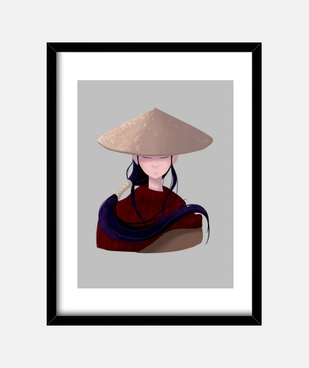 Framed japanese male painting