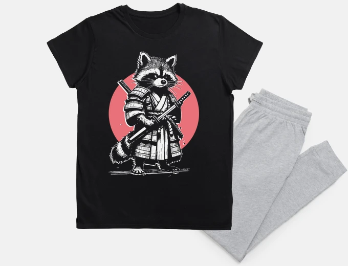 Pyjama Japanese samurai raccoon