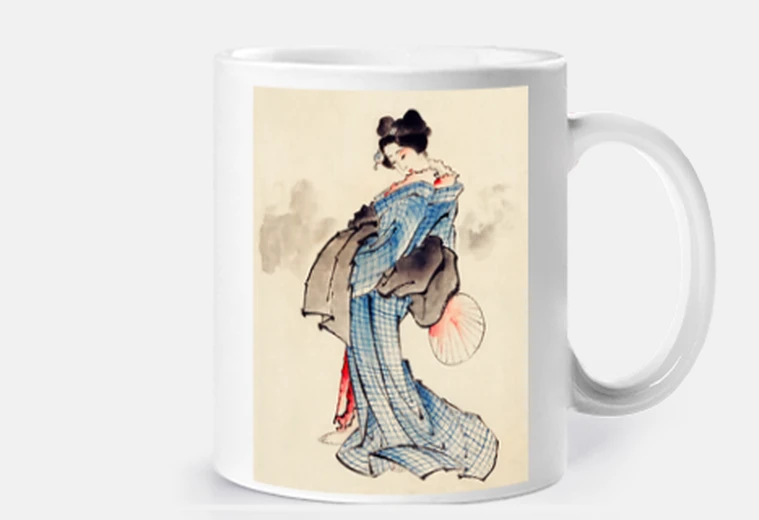 Cup japanese woman in kimono - japan