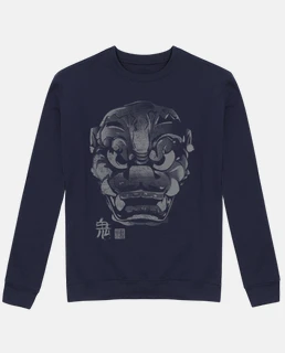 japanese mask kanji demon gray
