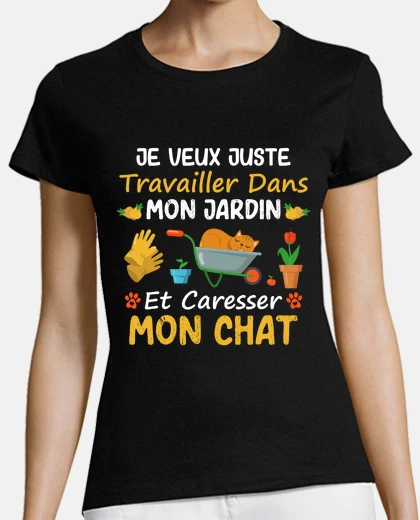 Tee-shirt Jardin Avec Mon Chat Cadeau Jardinage