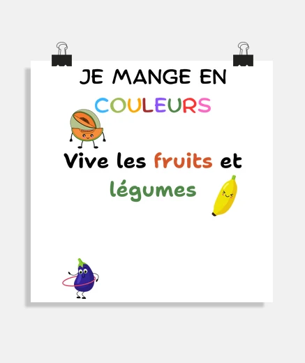 Poster Je mange en couleurs vive les fruits et