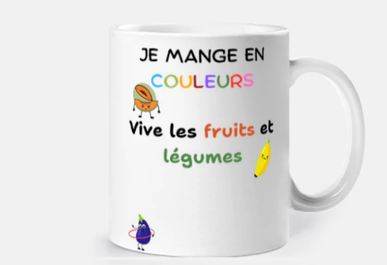 Mug Je mange en couleurs vive les fruits et