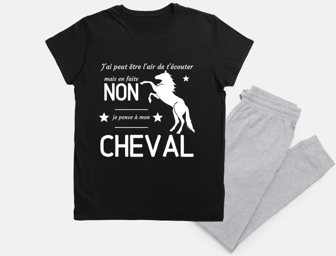 Pyjama Je pense a mon cheval