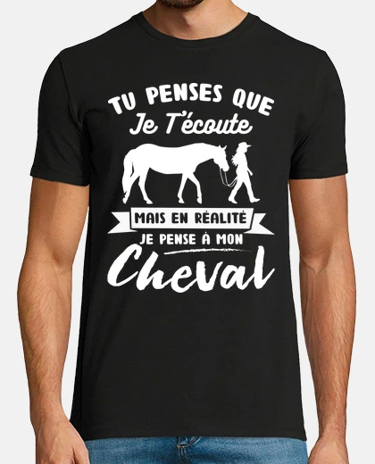 Tee-shirt Je pense a mon cheval anniversaire drol
