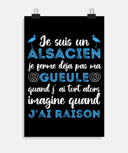 Poster Je suis alsacien humour alsace cadeau
