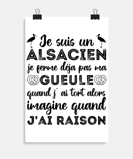 Poster Je suis alsacien humour alsace cadeau