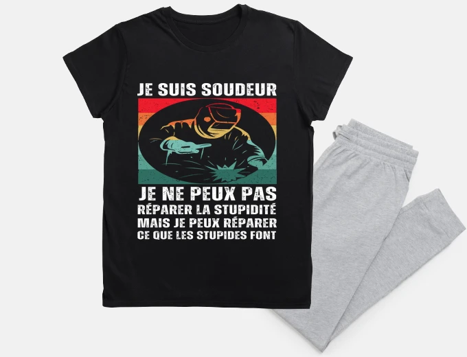 Pyjama Je suis soudeur humour soudure vintage