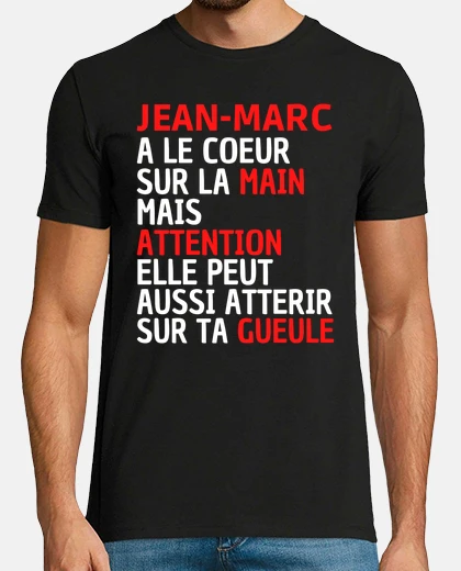 Tee-shirt jean marc a la main sur le coeur attent