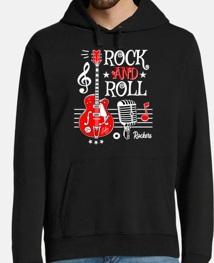 Sudadera Jersey Rock Guitarra Rock and Roll Micrófono Vintage Rockabilly Music Rocker