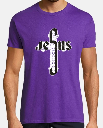 Tee-shirt Jesus calligraphie sur la croix .