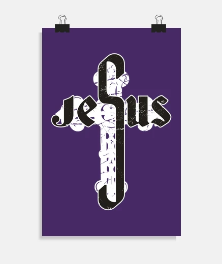 Poster jesus calligraphy on the cross