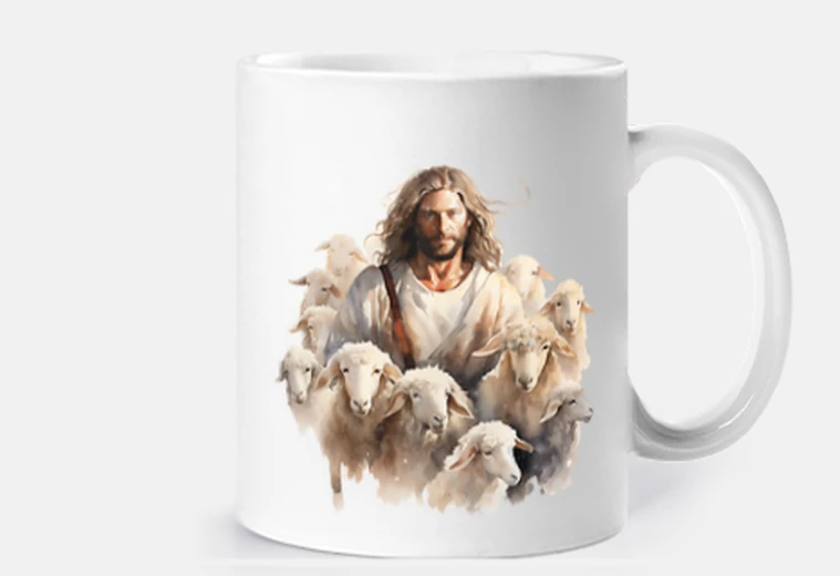 Cup jesus christ parable of the good shepherd customizable prayer cup
