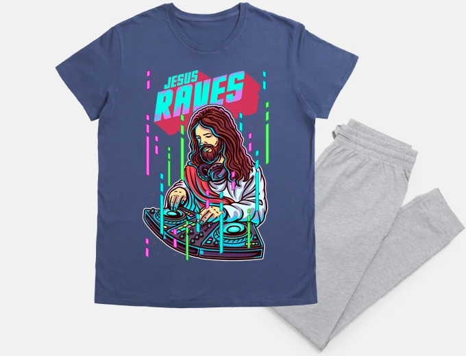 Pyjama jesus raves dj music techno christian aesthetic christ rave in english