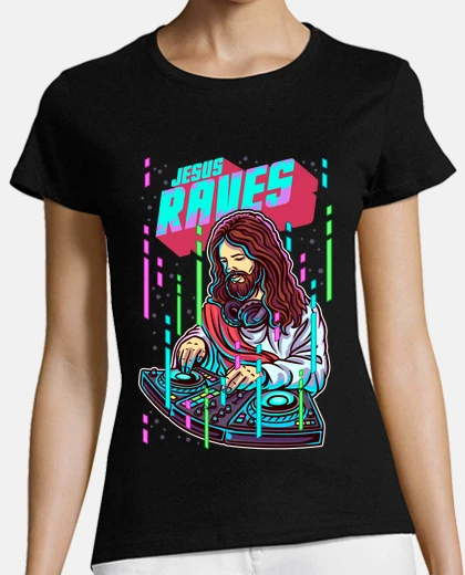 Playera Jesús Raves DJ Música Techno Cristiano Aesthetic Cristo Rave En Inglés 