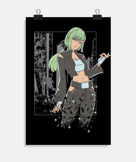 Poster jeune fille qui sort du déluge , manga , dessin d artiste , affiche pour offrir ou décoration,