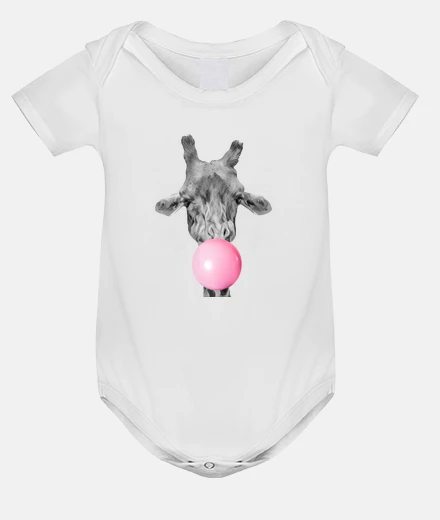 Ropa jirafa chicle bebé mono, blanco