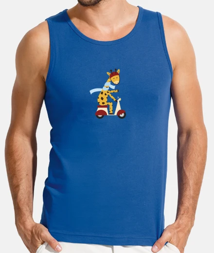 Camiseta jirafa en la motocicleta