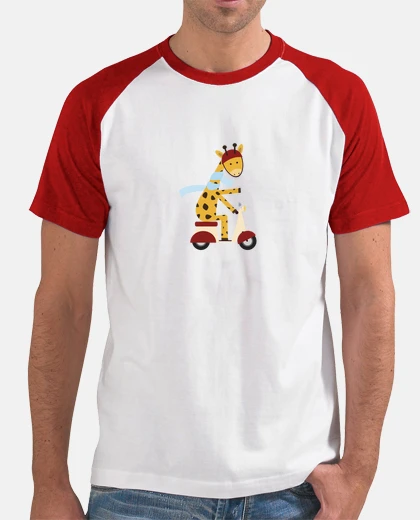 Camiseta jirafa en la motocicleta