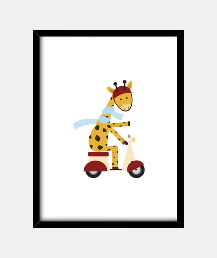 Cuadro jirafa en la motocicleta