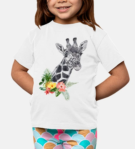 Ropa jirafa realista con flores boho sabana print mujer