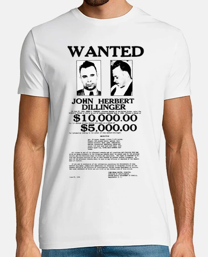 Tee-shirt John Dillinger Wanted Poster