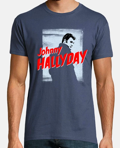 Camiseta Johnny Hallyday. Hombre, manga corta, denim, calidad extra