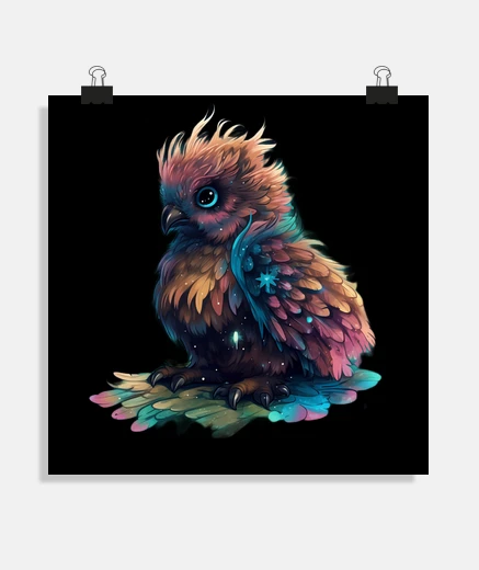 Poster joli phénix coloré