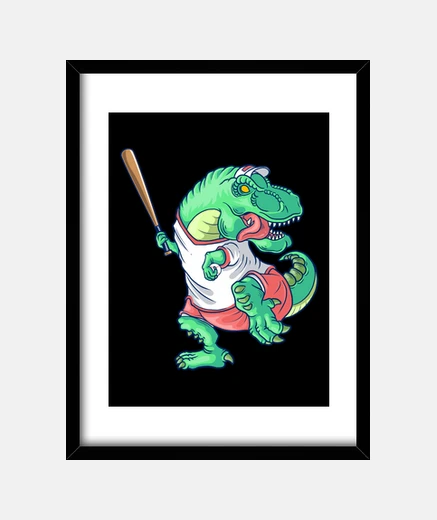 Cadre joueur de baseball t-rex dinosaure