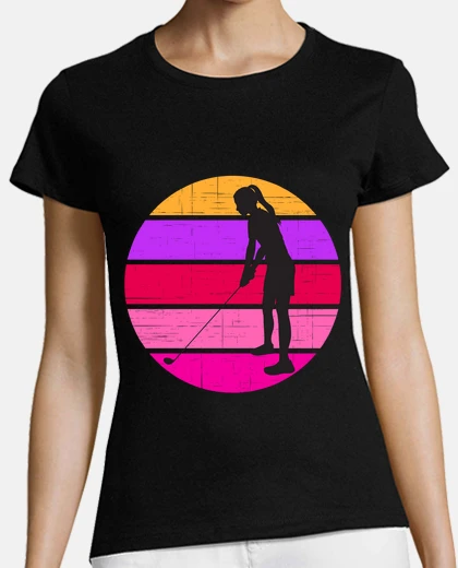 Tee-shirt joueur de golf féminin rétro fille de g