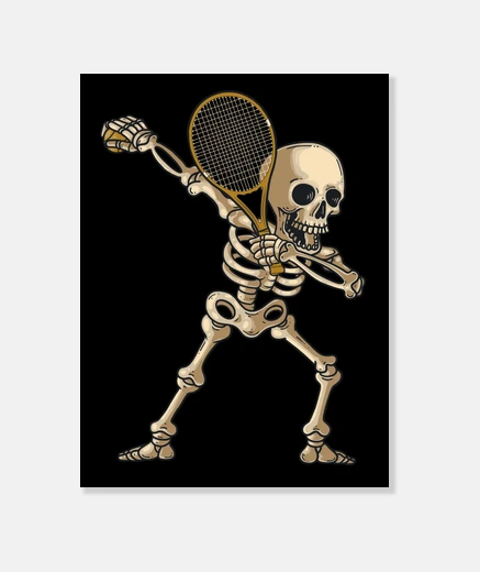 Tableau joueur de tennis squelette tamponnant l